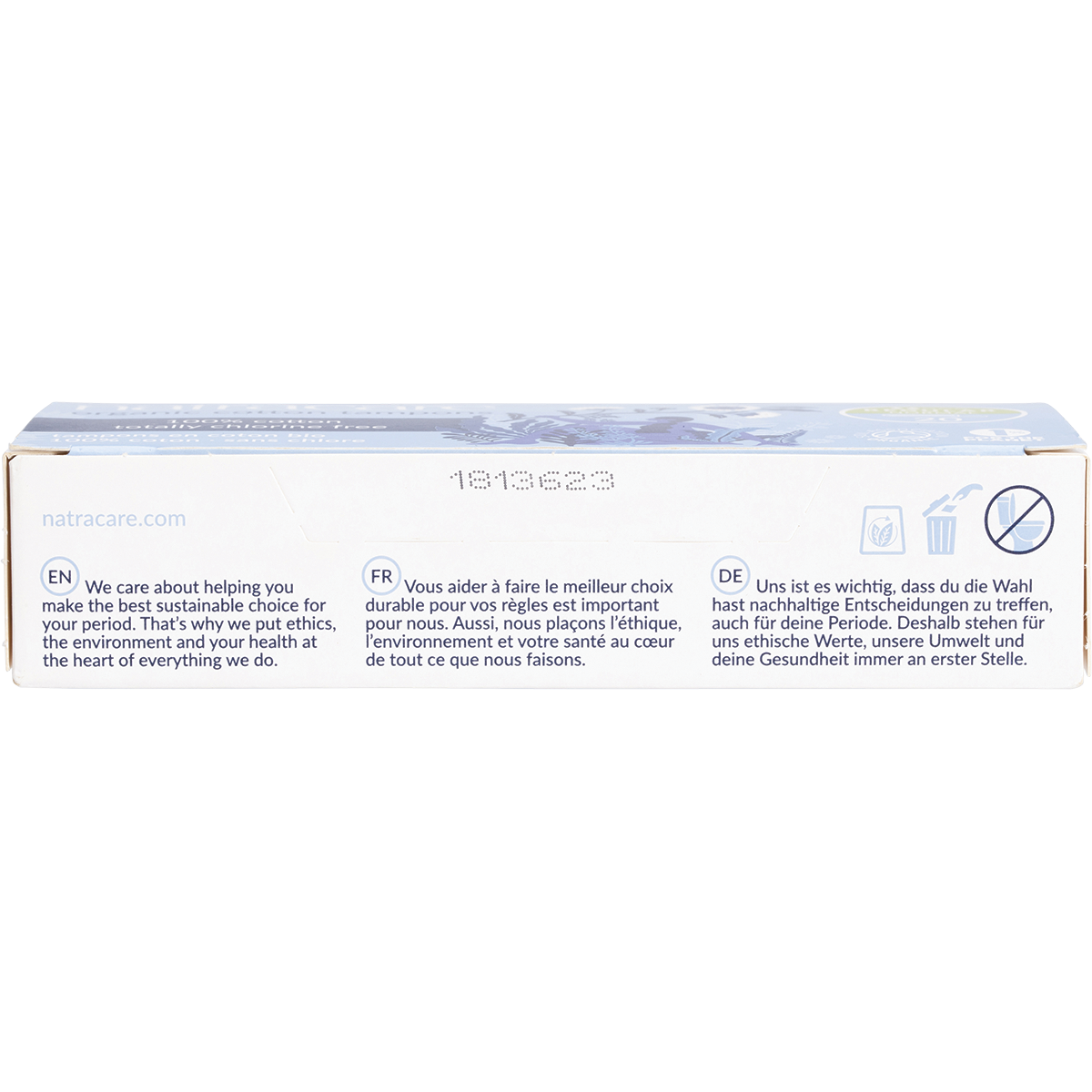 Natracare Regular Tampons (Non-Applicator) 20-pack bottom view