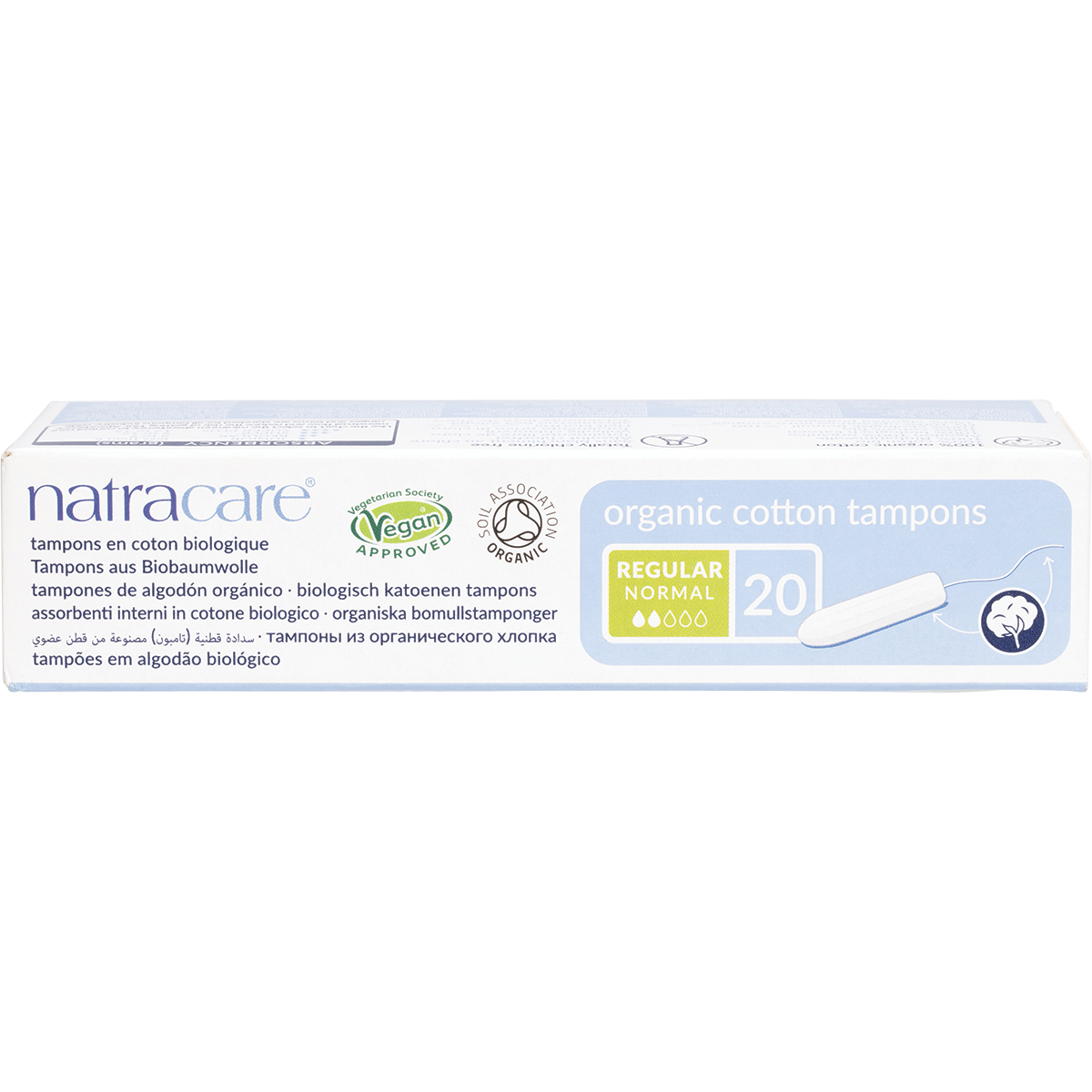 Natracare Regular Tampons (Non-Applicator) 20-pack top view