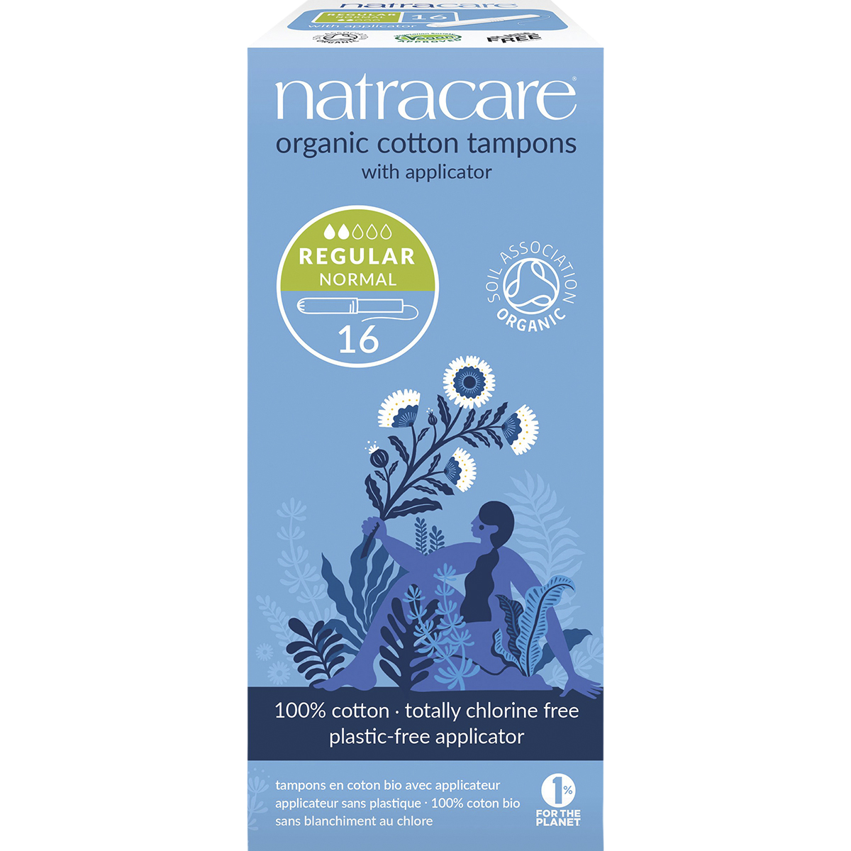 Natracare Regular Tampons (Applicator) 16-pack front view