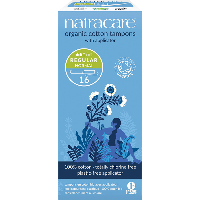 Natracare Regular Tampons (Applicator) 16-pack front view