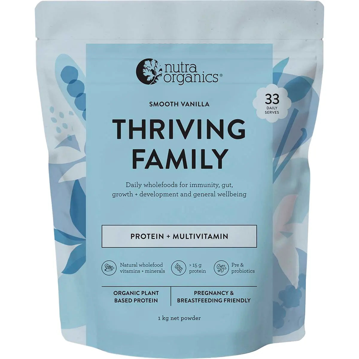 Nutra Organics Organic Thriving Family Protein (Protein + Multivitamin) Smooth Vanilla 1kg