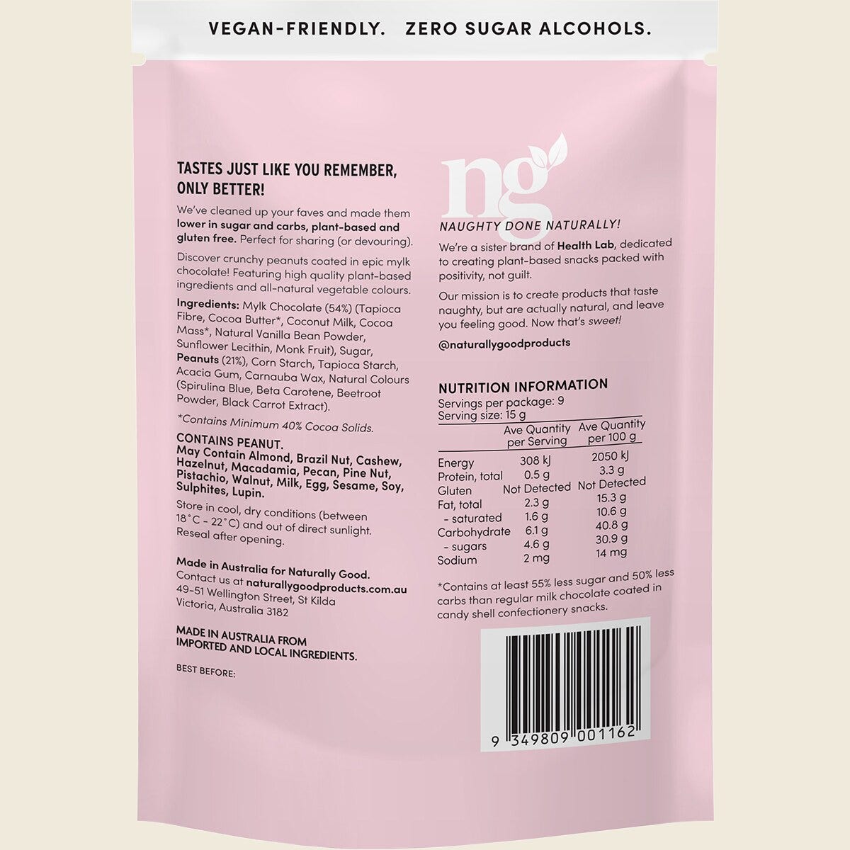 Naturally Good Peanut Mylk Partyz 55% Less Sugar 135g