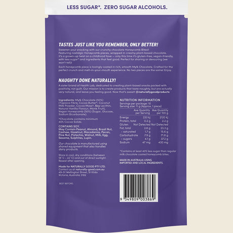 Naturally Good Choc Honeycomb Bites 120g Pack of 6 Back