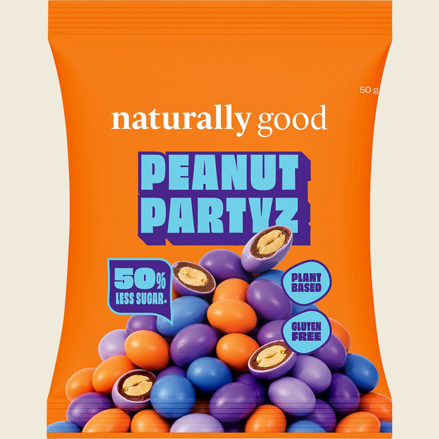Naturally Good Peanut Partyz 50% Less Sugar 50g – front of pack