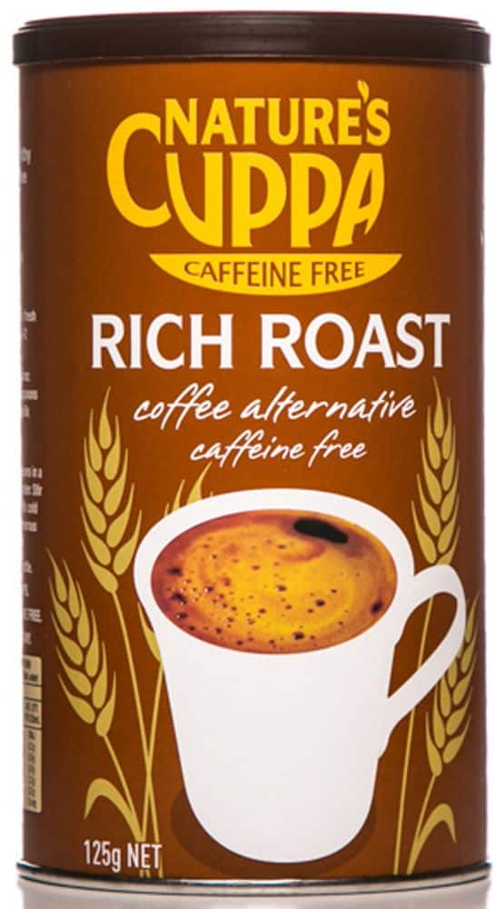 Natures Cuppa Caffeine Free Coffee Alt Powder Rich Roast 125g Front
