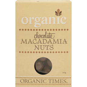 Organic Times Certified Organic Milk Chocolate & Macadamia Nuts 150g