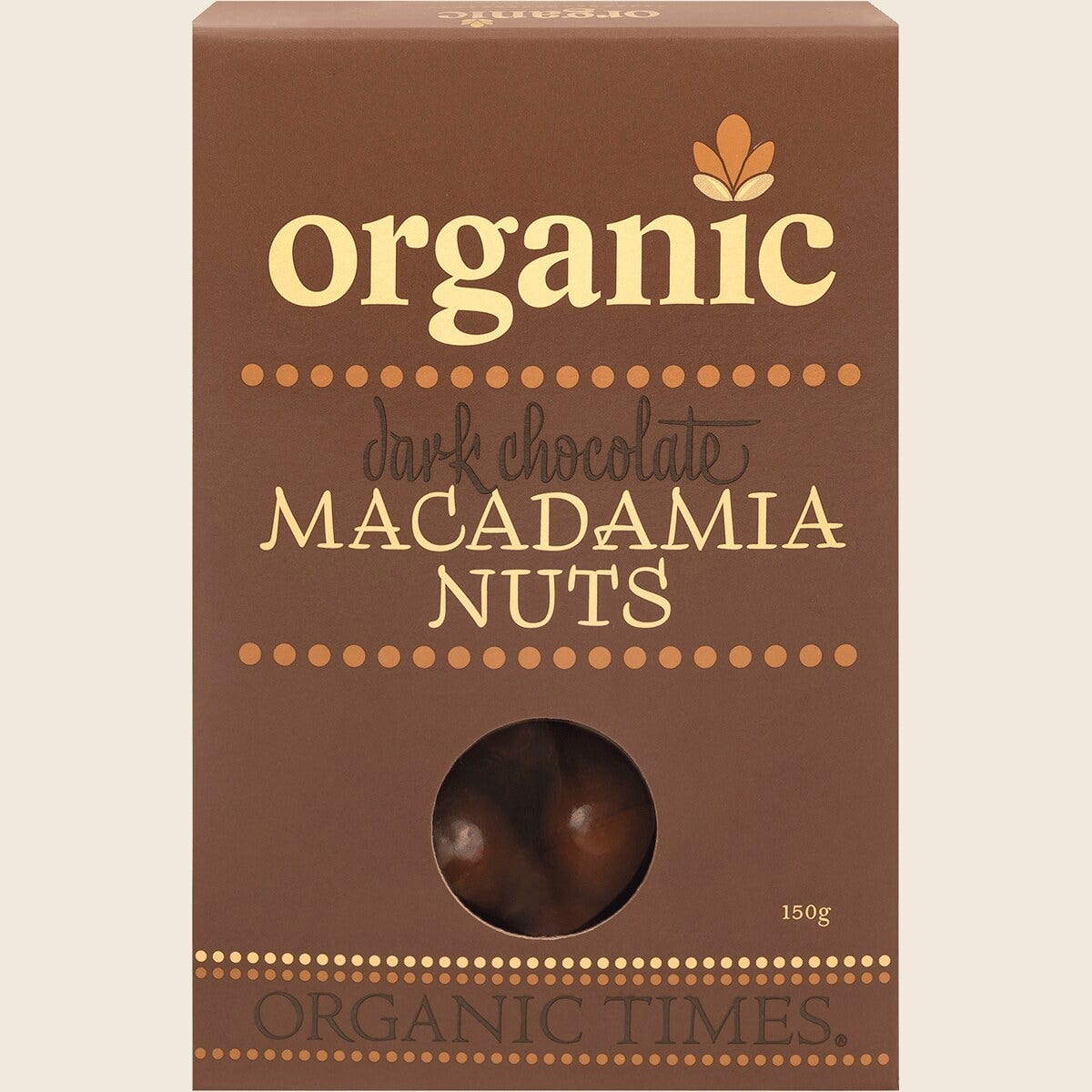 Organic Times Certified Organic Dark Chocolate & Macadamia Nuts 150g