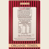 Organic Times Dark Chocolate Raspberry Licorice 150g Back