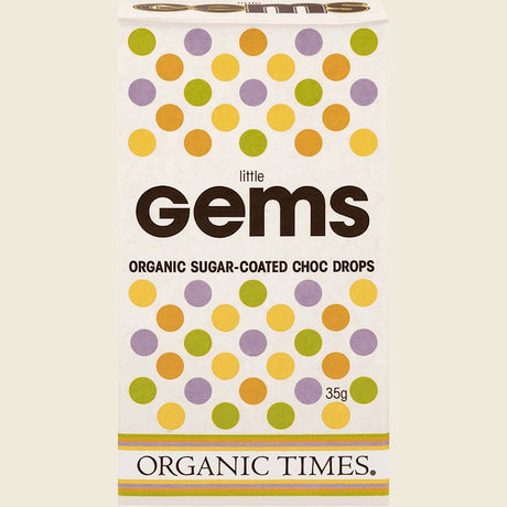 Organic Times Chocolate Little Gems 35g x 18-pack Front
