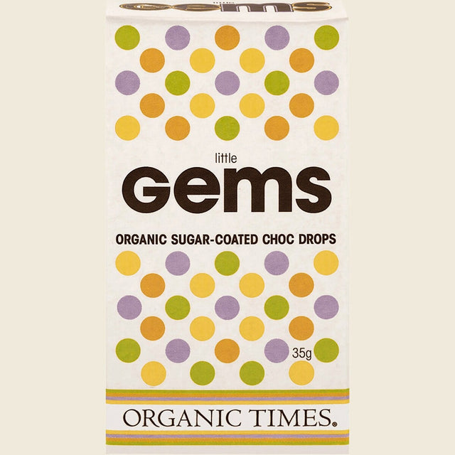 Organic Times Chocolate Little Gems 35g x 18-pack Front