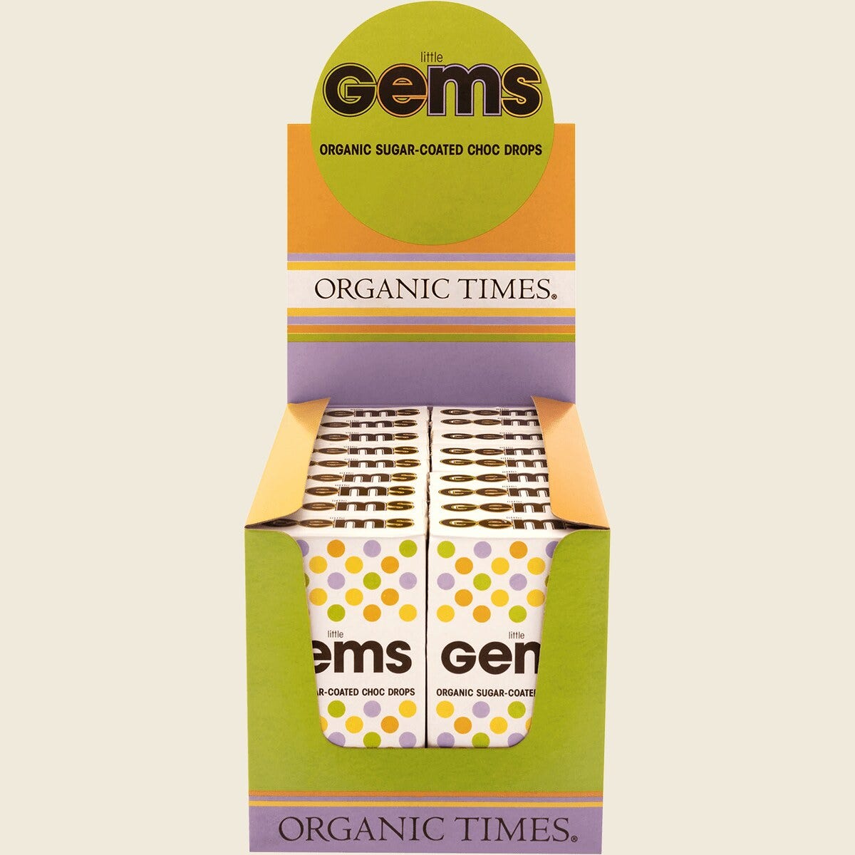 Organic Times Chocolate Little Gems 35g x 18-pack Display Front