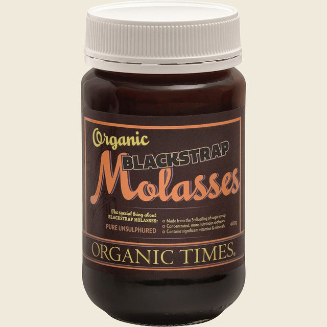 Organic Times Certified Organic Blackstrap Molasses 400g – front product image