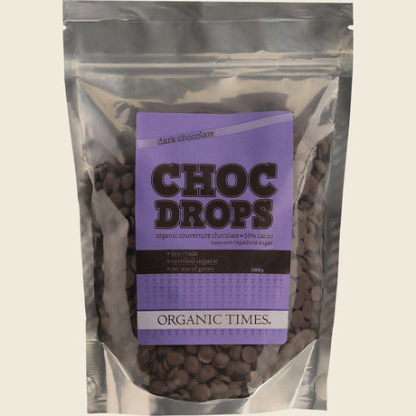 Organic Times Choc Drops Dark Couverture Drops 500g Front