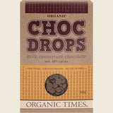 Organic Times Choc Drops Milk Couverture Drops 200g Front