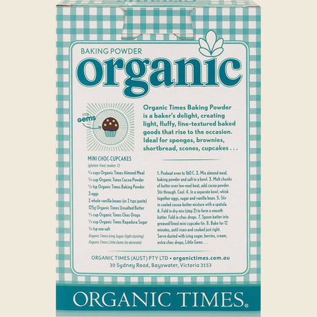 Organic Times Baking Powder 200g Back