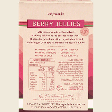 Organic Times Berry Jellies 80g Back