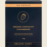 Organic Times Milk Chocolate Strawberries 100g Front