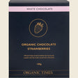 Organic Times White Chocolate Strawberries 100g Front