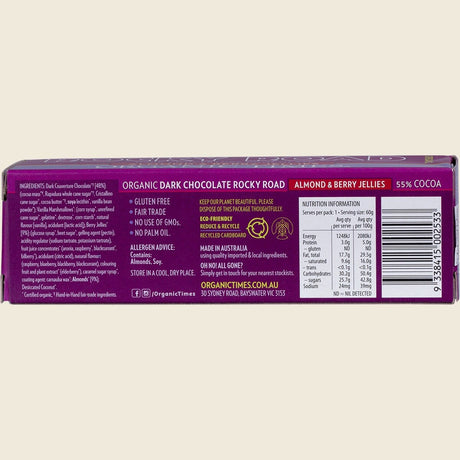 Organic Times Rocky Road Dark Chocolate 60g Back