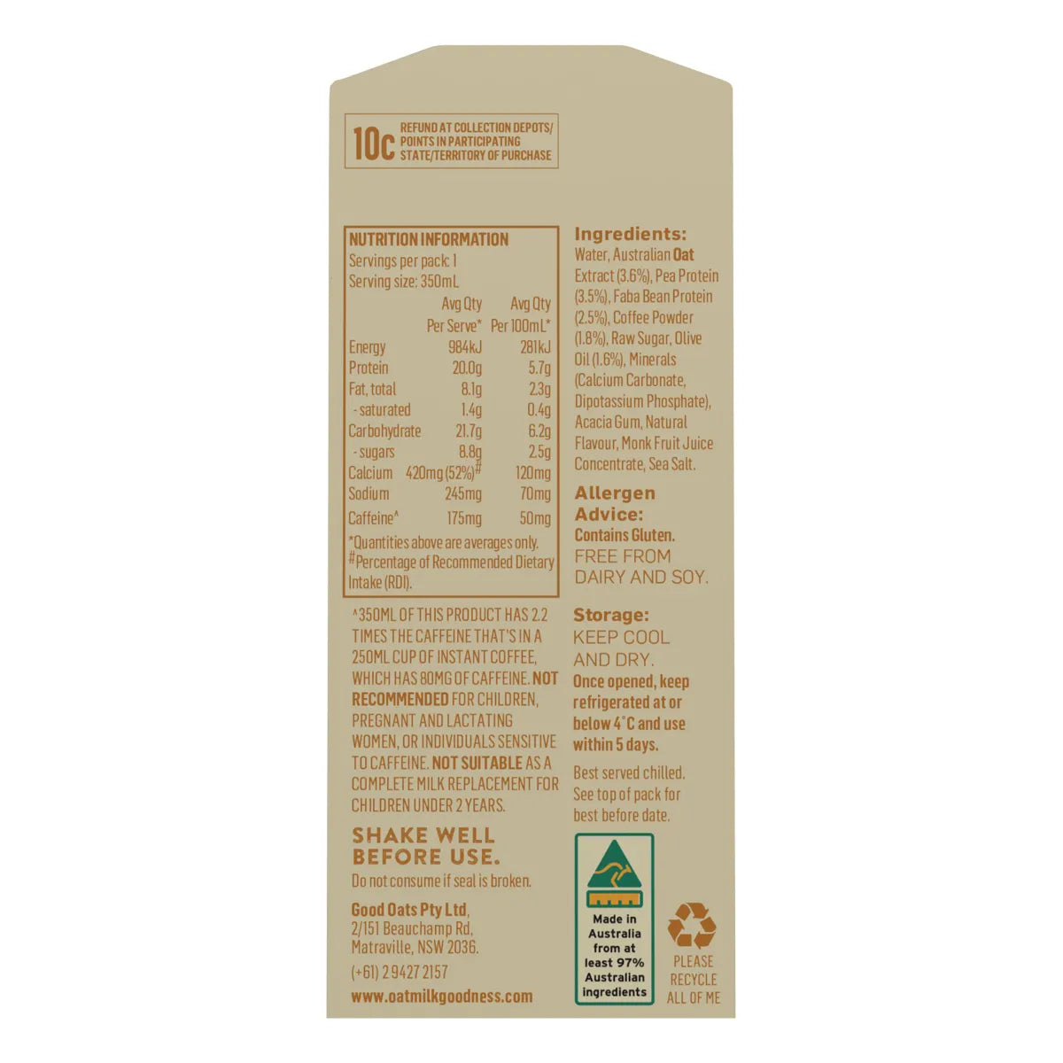 OMG Oat Milk Coffee Proatein 350ml x 12