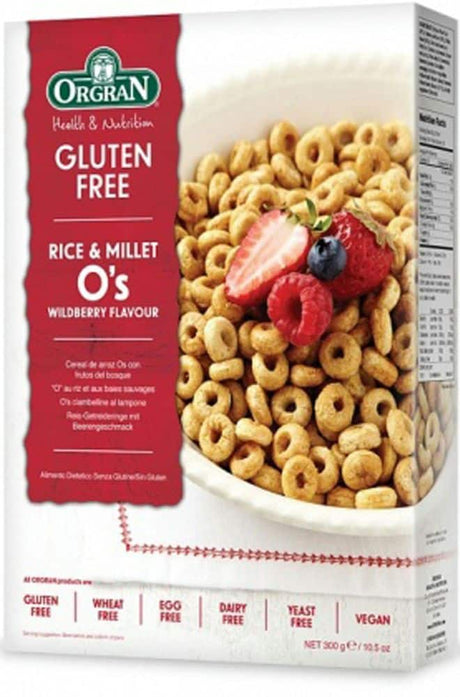Orgran Rice O's Wildberry Cereal Gluten Free 300g Front