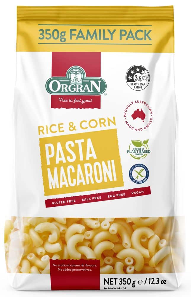 Orgran Gluten Free Pasta Rice & Corn Macaroni 350g