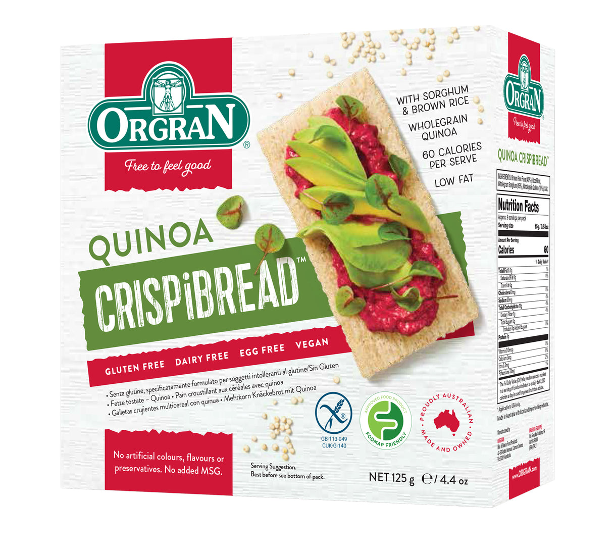 Orgran Gluten Free  Crispibread with Quinoa 125g x 6