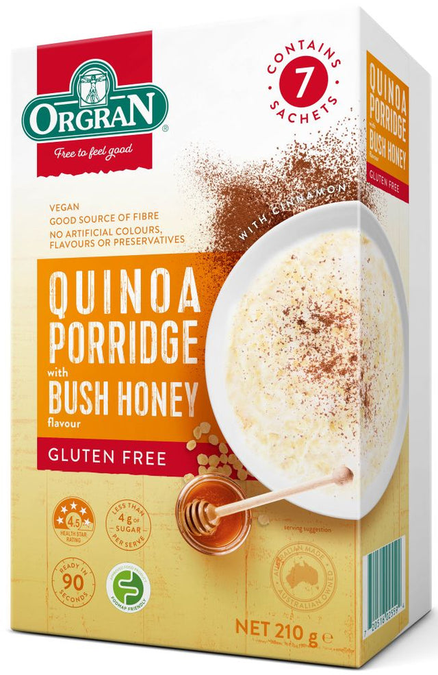Orgran Quinoa Porridge Honey Gluten Free 210g Front