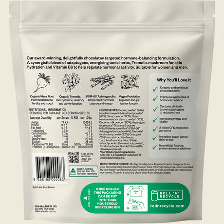 Ora Health Hormonal Balance Chocolate 150g back label