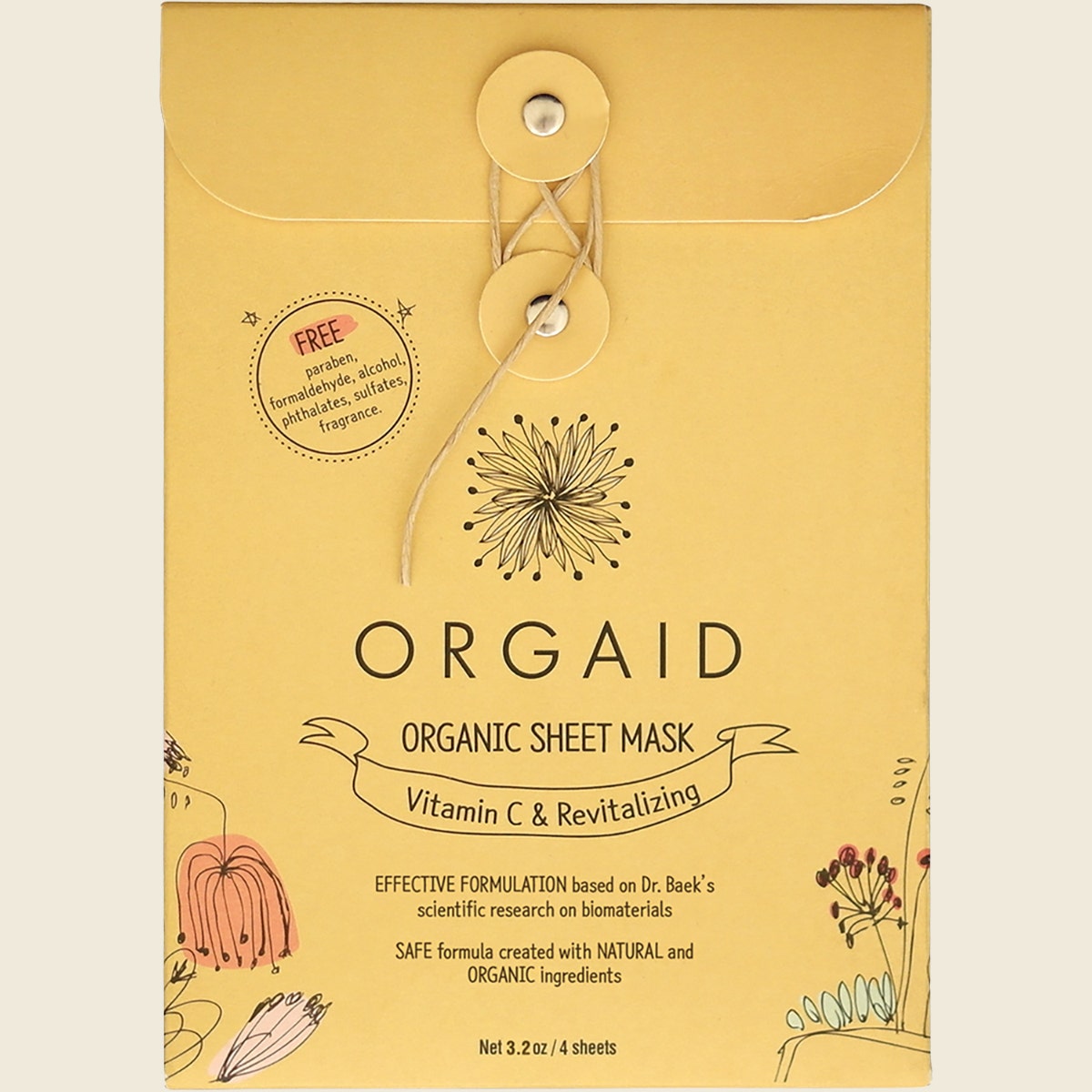 Orgaid Organic Sheet Mask Vitamin C & Revitalizing - Pack of 4
