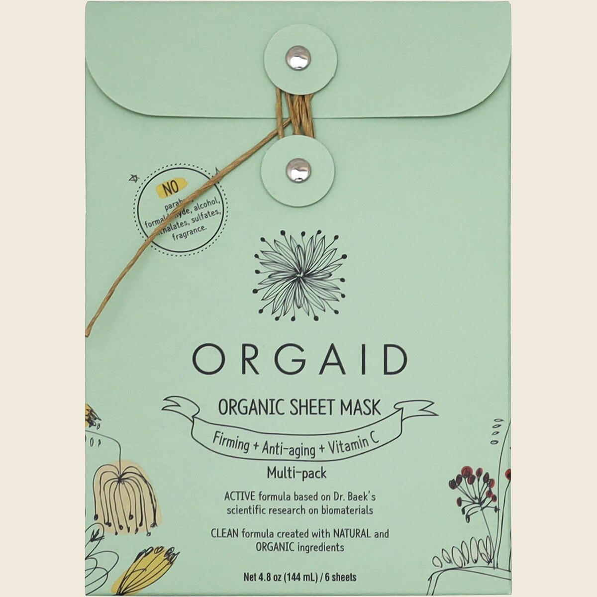 Orgaid Organic Sheet Mask Firming, Anti-Aging + Vitamin C - Pack of 6