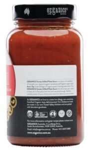 Ozganics Organic Tomato & Basil Pasta Sauce Gluten Free 500g Side