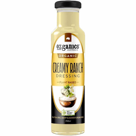 Ozganics Organic Creamy Ranch Dressing Plant Based Gluten Free 250ml Front