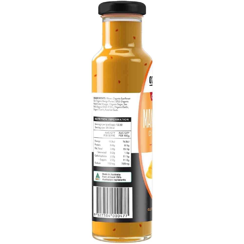 Ozganics Organic Mango & Chilli Dressing Plant Based Gluten Free 250ml Back