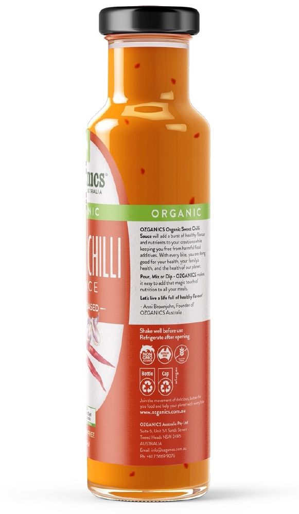 Ozganics Organic Sweet Chilli Sauce Gluten Free 250ml Side