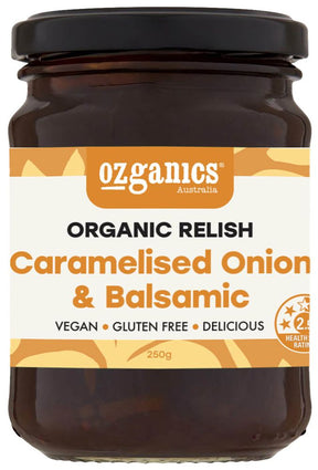 Ozganics Organic Caramelised Onion & Balsamic Relish Gluten Free 250g Front
