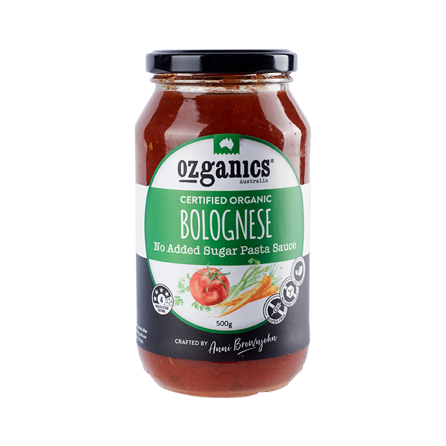 Ozganics Certified Organic Bolognese NAS Pasta Sauce 500g front