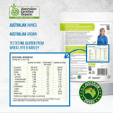 Gloriously Free Certified Organic Oats 500g nutritonal information