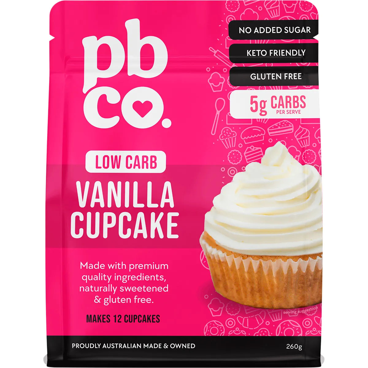 PBCo  Vanilla Cupcake Mix Low Carb 260g
