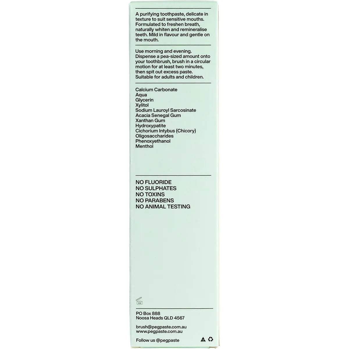 Peg Paste Natural Toothpaste with Hydroxyapatite Natural Mint 190g