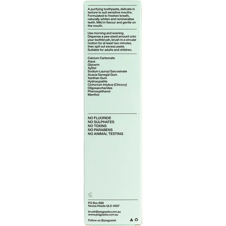 Peg Paste Natural Toothpaste with Hydroxyapatite Natural Mint 190g