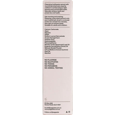 Peg Paste Natural Toothpaste with Hydroxyapatite Sacred Clove 190g