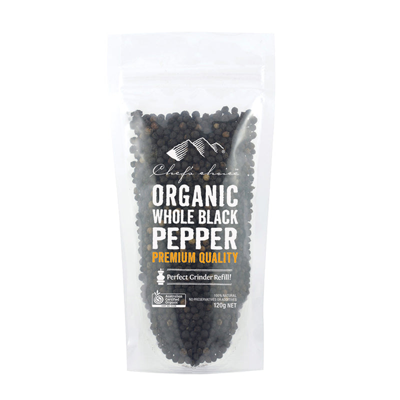 Chef's Choice Certified Organic Whole Black Pepper 120g