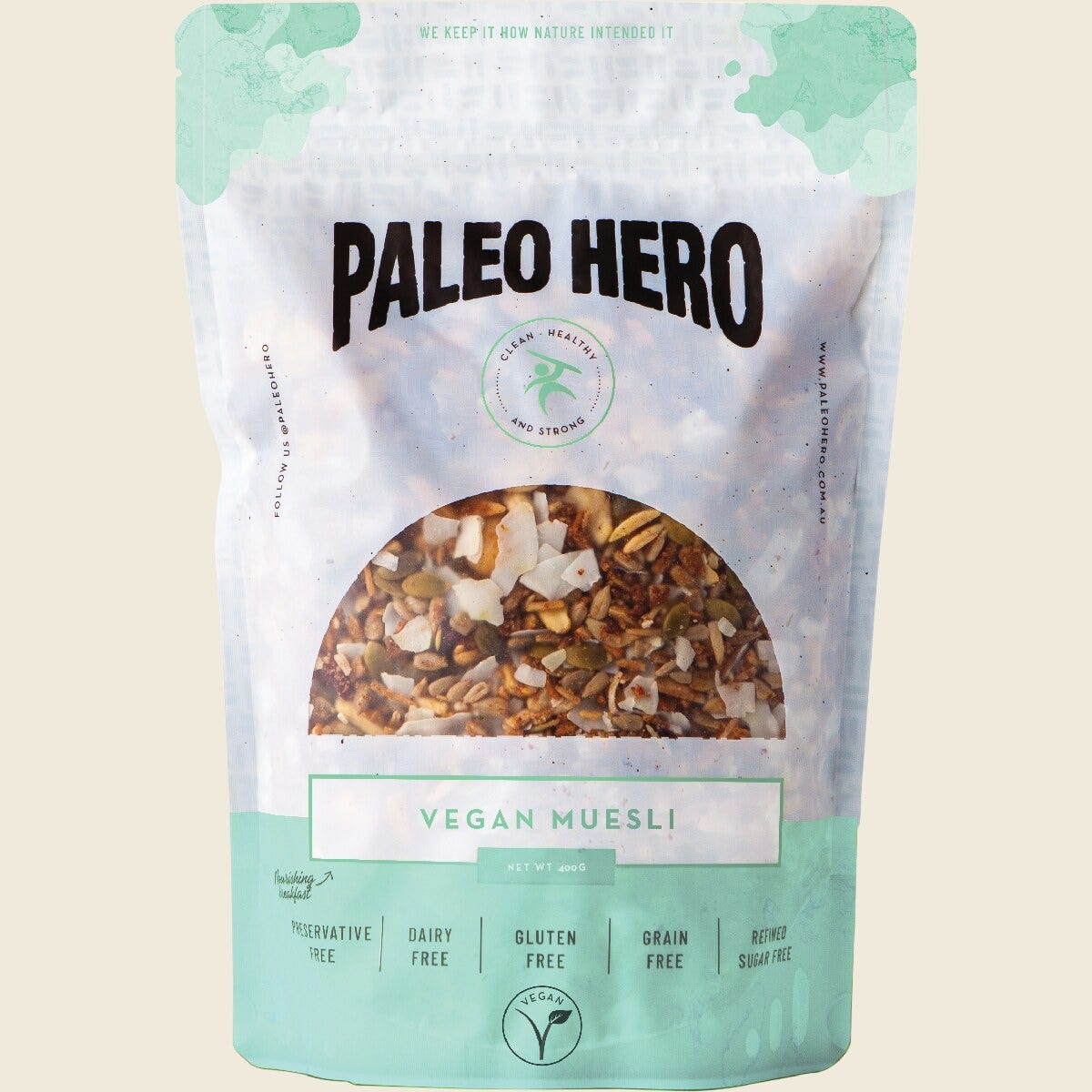 Paleo Hero Vegan Muesli 400g front