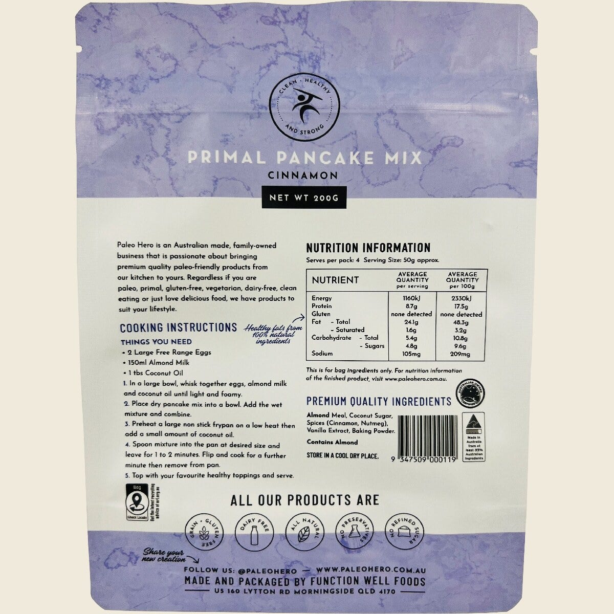 Paleo Hero Primal Pancake Mix Cinnamon 200g