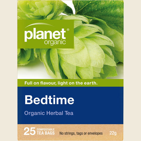 Planet Organic Bedtime Herbal Tea 25 Tea Bags front packaging