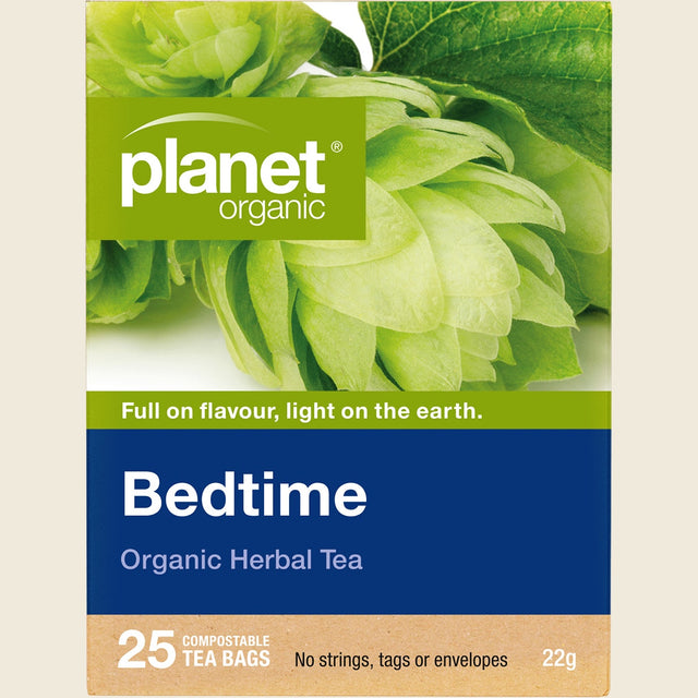 Planet Organic Bedtime Herbal Tea 25 Tea Bags front packaging
