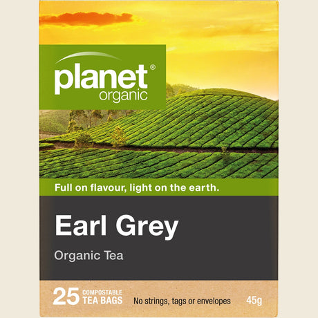Planet Organic Earl Grey Tea 25 Tea Bags front packaging