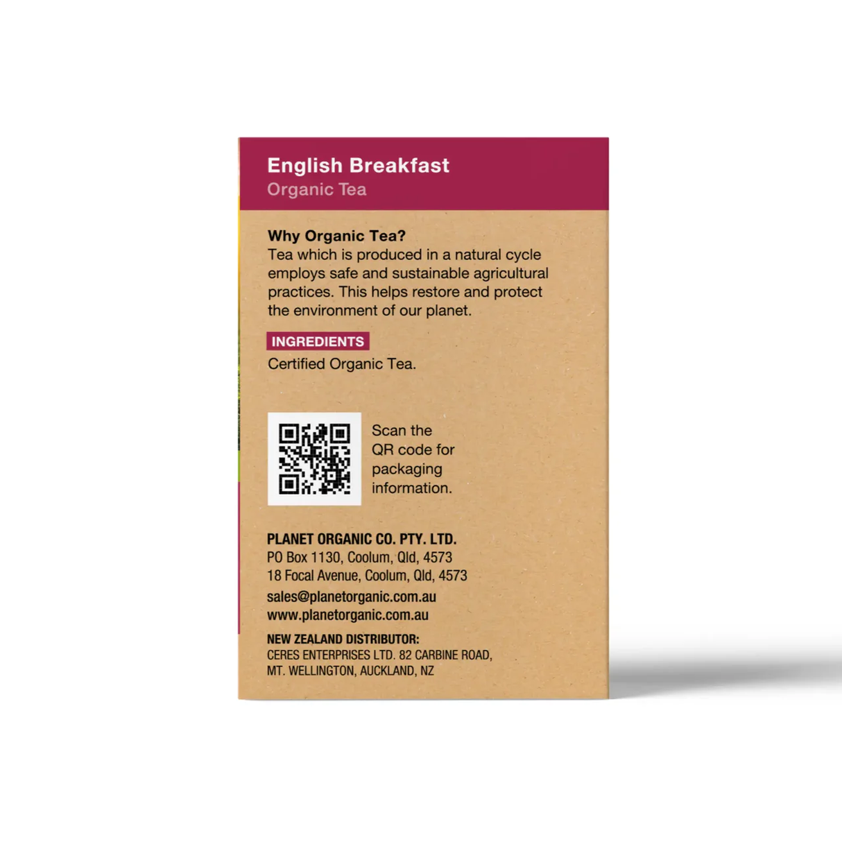 Planet Organic English Breakfast Tea x 25 Tea Bags Right