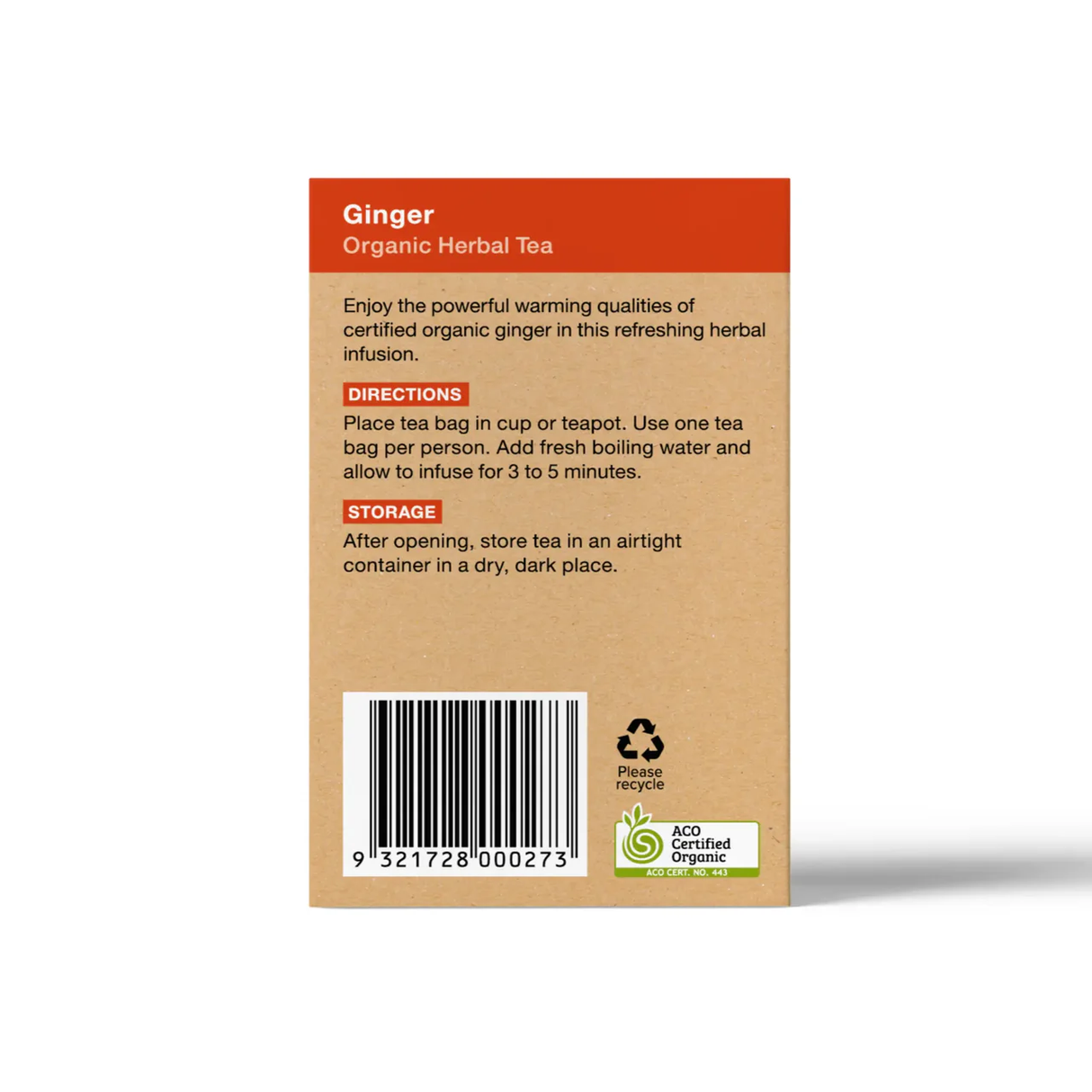 Planet Organic Organic Herbal Tea Ginger x 25 Tea Bags Left
